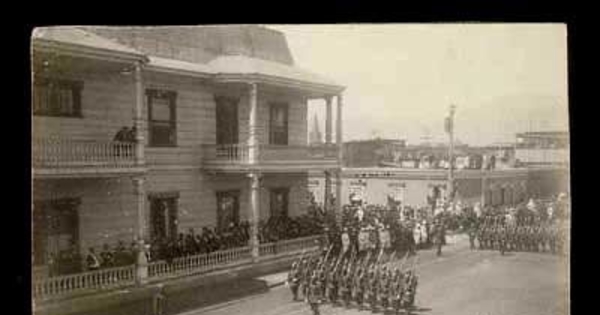 Desfile en homenaje al presidente Pedro Montt en su gira por el norte del país, ca. 1908