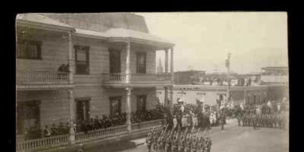 Desfile en homenaje al presidente Pedro Montt en su gira por el norte del país, ca. 1908