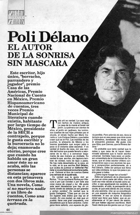 Poli Délano el autor de la sonrisa sin máscara