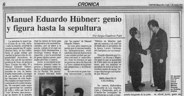 Manuel Eduardo Hübner, genio y figura hasta la sepultura