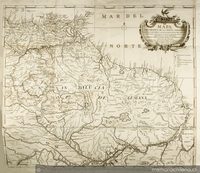 Mapa coro-gráfico de la Nueva Andalucía : provincias de Cumaná y Guayana, vertientes del Orinoco, su cierto origen, comunicación con el de las Amazonas, situación de la laguna Parime y nuevas poblaciones