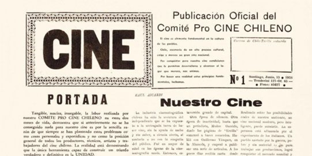 Cine : n° 1, 15 de junio de 1953