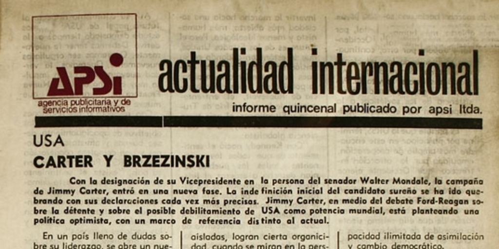 Apsi: n° 1-33, julio de 1975 a diciembre de 1977