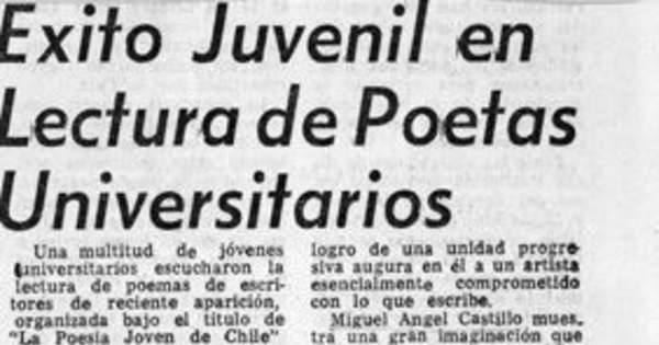 Éxito juvenil en lectura de poetas universitarios