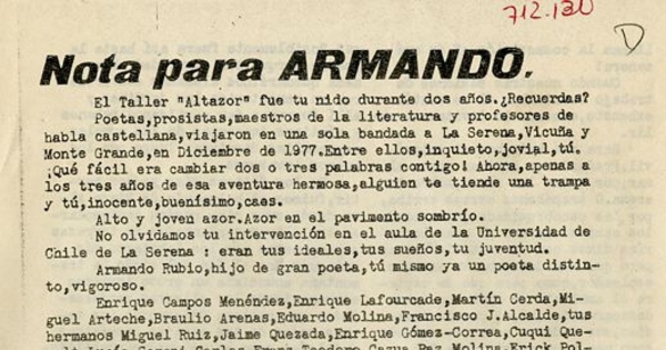 Nota para Armando