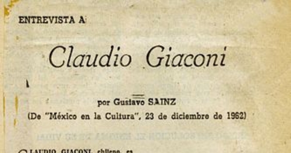 Entrevista a Claudio Giaconi
