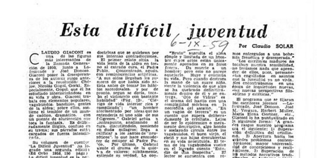Esta difícil juventud