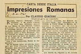 Impresiones Romanas: carta desde Italia