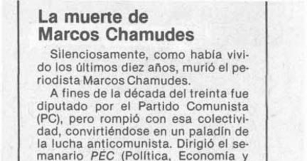 La Muerte de Marcos Chamudes