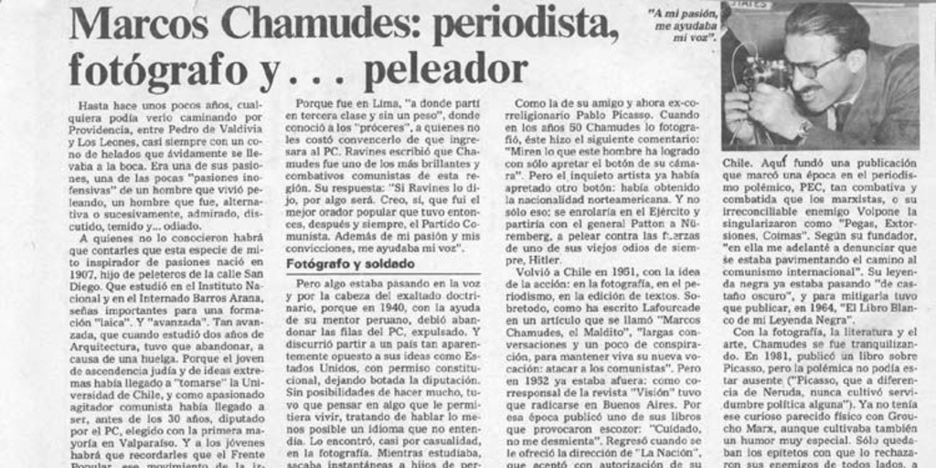 Marcos Chamudes, periodista, fotógrafo y ... peleador