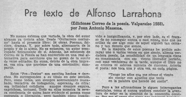 Pre texto de Alfonso Larrahona