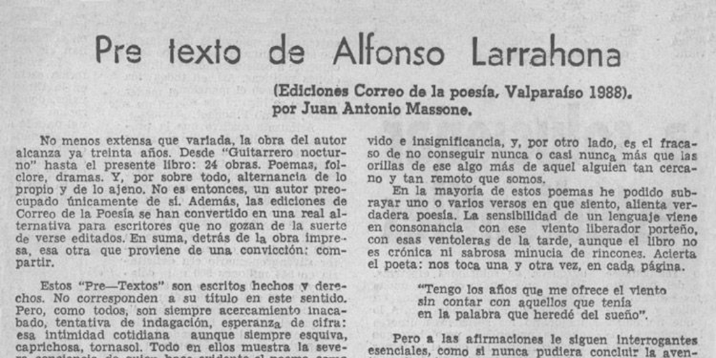 Pre texto de Alfonso Larrahona