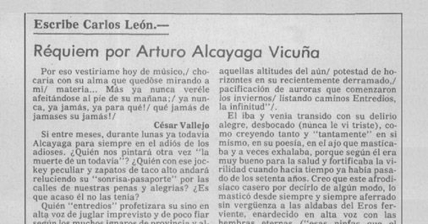 Réquiem por Arturo Alcayaga Vicuña