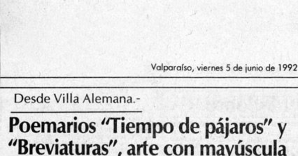 Poemarios "Tiempo de pájaros" y "Breviaturas", arte con mayúscula