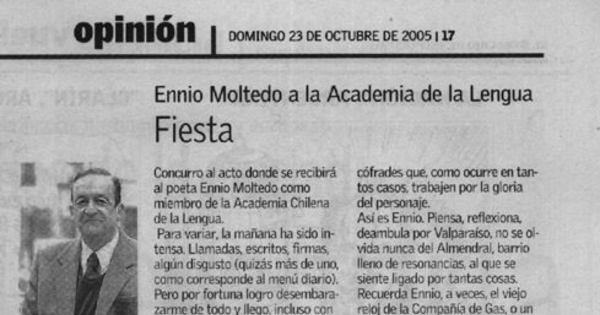 Ennio Moltedo a la Academia de la Lengua. Fiesta