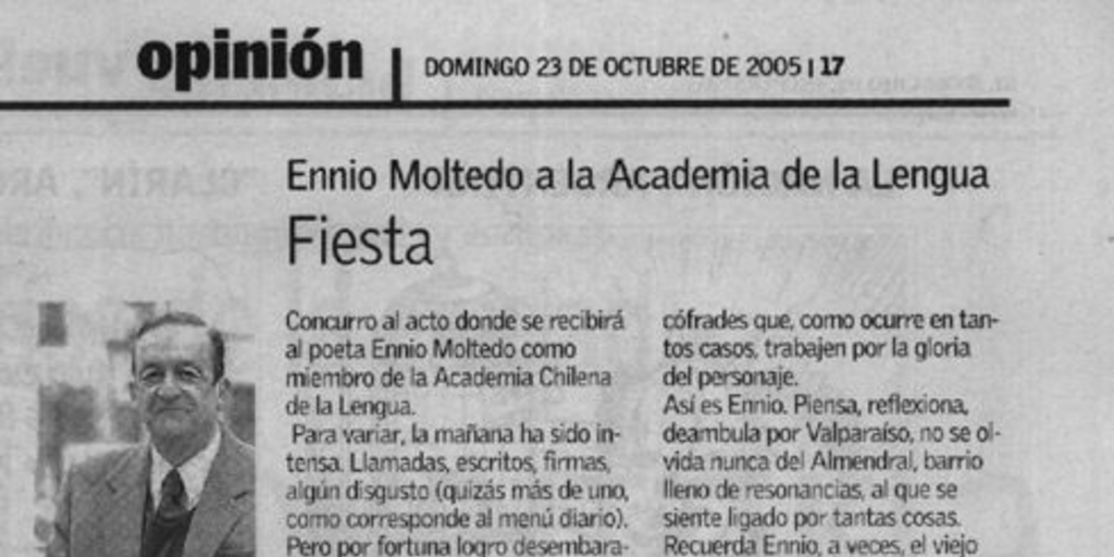 Ennio Moltedo a la Academia de la Lengua. Fiesta