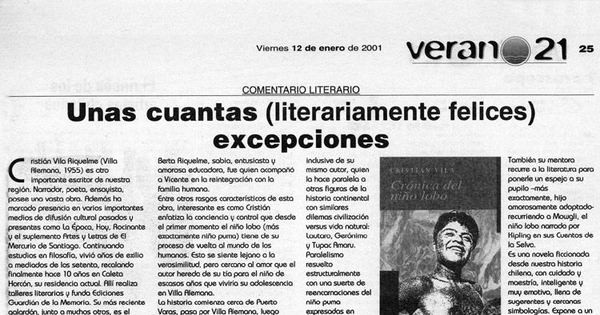 Unas cuantas (literariamente felices) excepciones