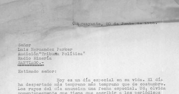 Selección de cartas de auditores, dirigidas a Hernández Parker, 1953-1960