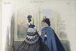 Dos mujeres leyendo La Mariposa, periódico quincenal de modas