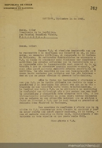 [Carta] 1948 Dic. 14, Santiago [a] Excmo. Señor Presidente de la República don Gabriel González Videla