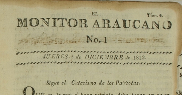 El Monitor Araucano: tomo 2, n° 1 del 2 de diciembre de 1813 al 30 de septiembre de 1814