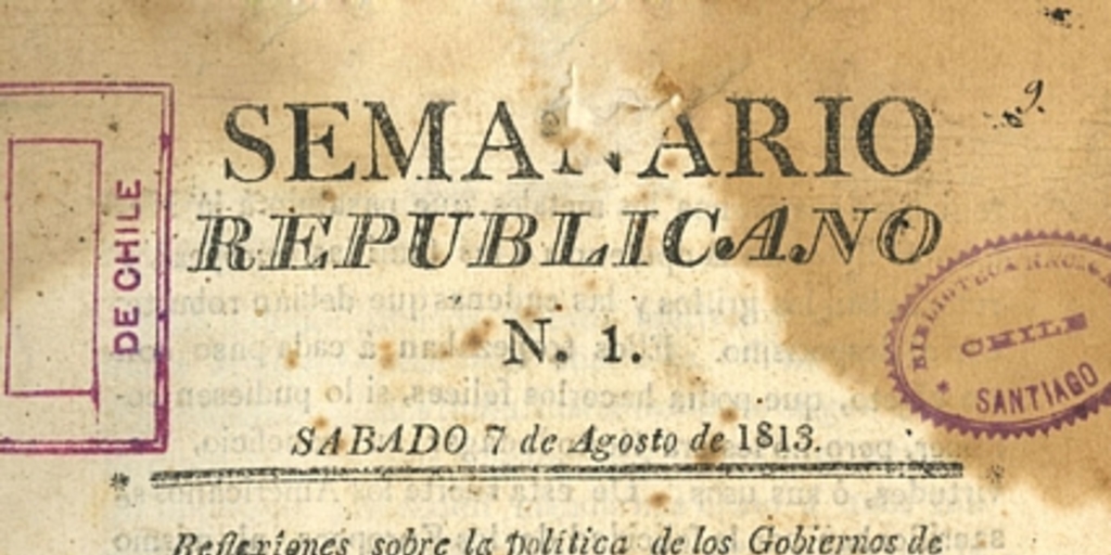 Semanario republicano: números 1-12, 7 de agosto a 23 de octubre de 1813