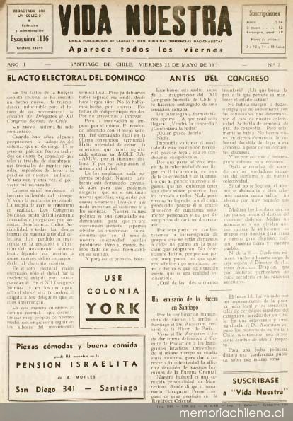 Vida Nuestra : año I, n° 7 del 22 de mayo de 1931