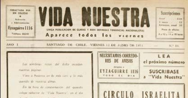 Vida Nuestra : año I, n° 10 del 12 de junio de 1931