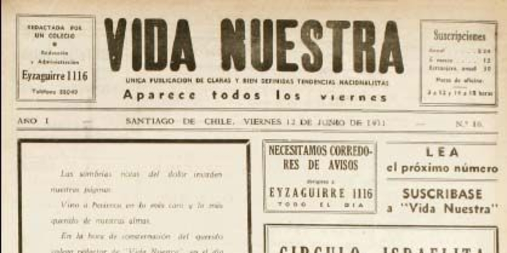 Vida Nuestra : año I, n° 10 del 12 de junio de 1931