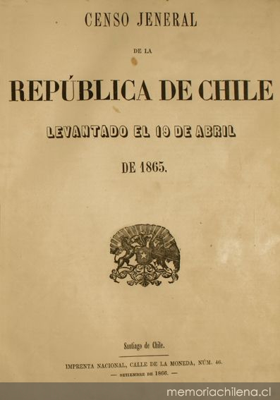 Censo jeneral de la República de Chile : levantado el 19 de abril de 1865