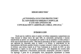 ¿Autonomía o escudo protector? El movimiento obrero y popular y los mecanismos de conciliación y arbitraje (Chile, 1900-1924