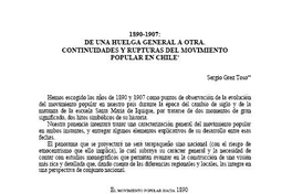 1890-1907 : de una huelga general a otra : continuidades y rupturas del movimiento popular en Chile