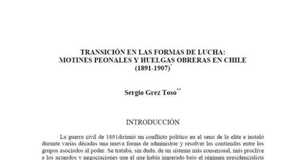 Transición en las formas de lucha: motines peonales y huelgas obreras en Chile (1891-1907)