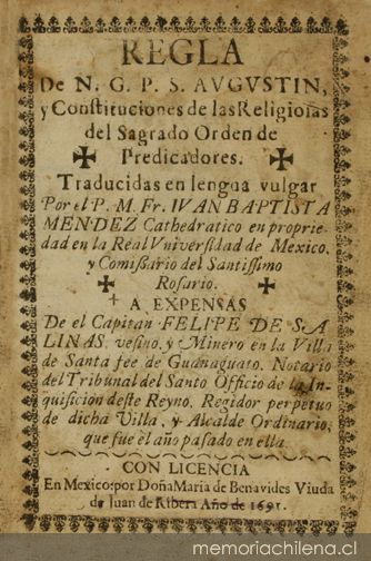 Regla de N. G. P. S. Augustin, y constituciones de las religiosas del Sagrado Orden de predicadores