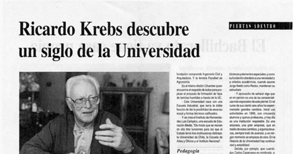 Ricardo Krebs descubre un siglo de la Universidad