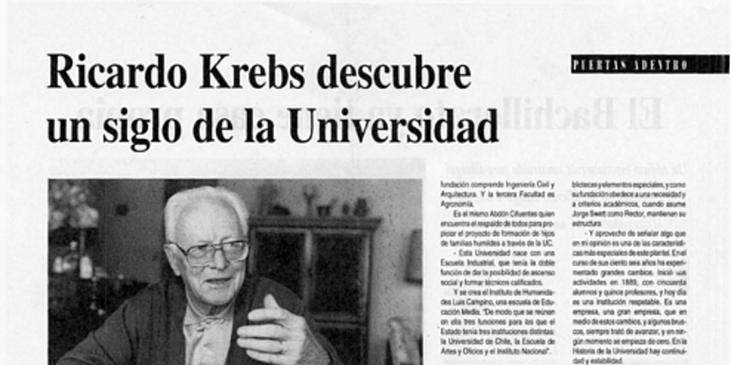 Ricardo Krebs descubre un siglo de la Universidad