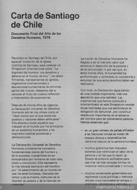 Carta de Santiago de Chile: Documento final del Año de los Derechos Humanos, 1978: Santiago 25 de noviembre de 1978