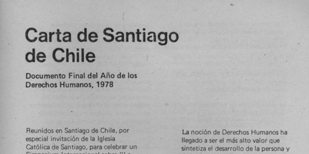 Carta de Santiago de Chile: Documento final del Año de los Derechos Humanos, 1978: Santiago 25 de noviembre de 1978