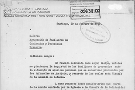 Señores Agrupación de Familiares de Condenados y Procesados [carta]