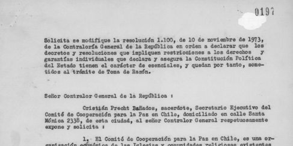 Carta al Señor Contralor General de la República, 1973