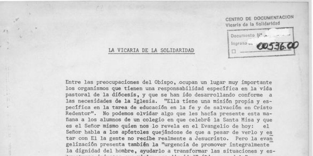 La Vicaria de la Solidaridad:  Santiago, 21 de marzo 1985