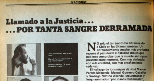 Llamado a la justicia... por tanta sangre derramada