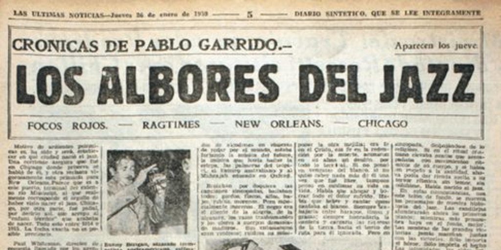 Los albores del jazz. Crónicas de Pablo Garrido