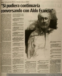 "Si pudiera continuaría conversando con Aldo Francia"