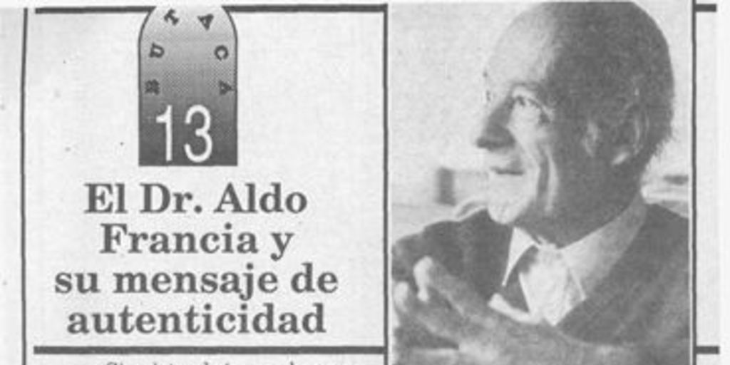 El Dr. Aldo Francia y su mensaje de autenticidad