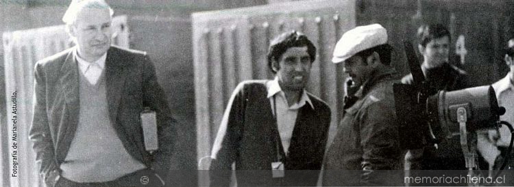 Aldo Francia y Silvio Caiozzi, durante el rodaje de Valparaíso mi amor, 1969