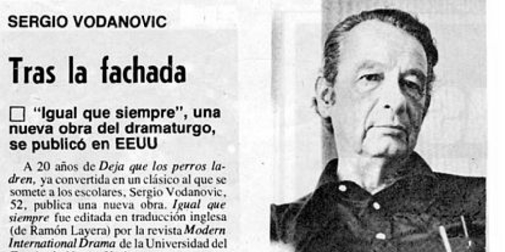 Sergio Vodanovic: tras la fachada