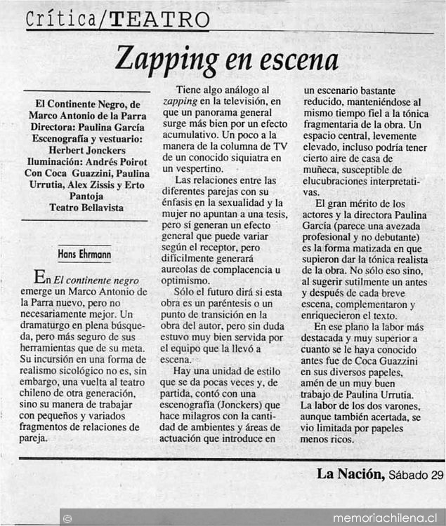 Zapping en escena