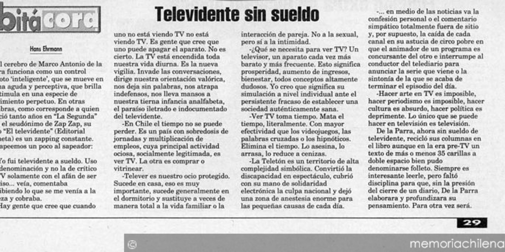 Televidente sin sueldo