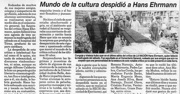 Mundo de la cultura despidió a Hans Ehrmann